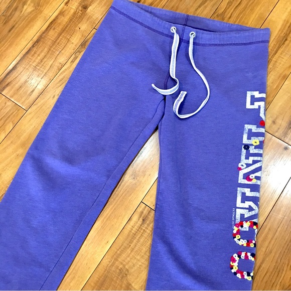 Victoria Secret Pink floral flower purple logo sweats sweatpants joggers… - Picture 6 of 16